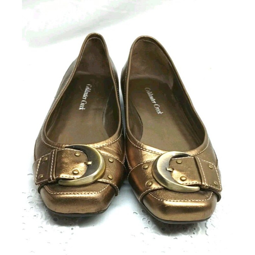 Coldwater Creek Copper Metallic Ballet Flats 8.5 Buckle Shoes Casual Work Women